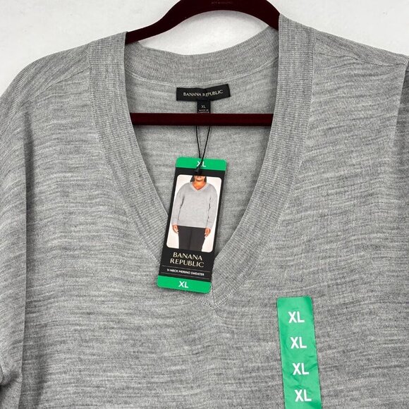 Banana Republic Merino Wool Pullover Sweater Womens Size XL Gray Heather - Picture 2 of 12